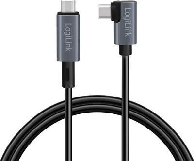 Kабел USB LogiLink CU0182, USB C во USB C, 1 m, 60 W, црно-сребрен