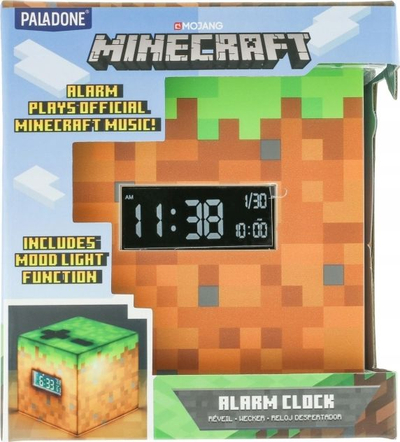 Orë alarmi Minecraft Backlit Grass Block, ekran LCD me dritë, alarm Minecraft Sunrise, shumëngjyrëshe