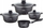 Set tenxheresh Zilner Marble ZL-7016, 7 copa, me veshje graniti, i zi
