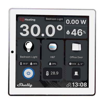 Panel muri smart Shelly Wall Display, WiFi, ekran me prekje, i bardhë