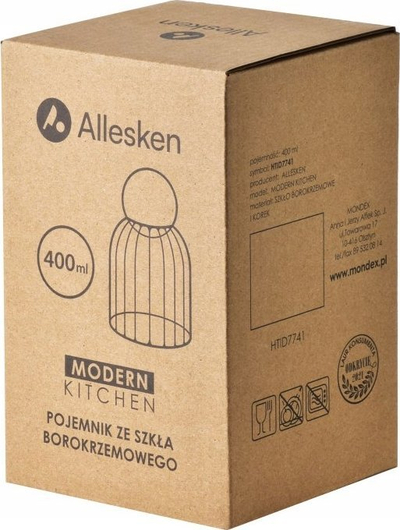 Enë qelqi për kuzhinë Allesken Modern Kitchen, 400ml, borosilikat, transparente
