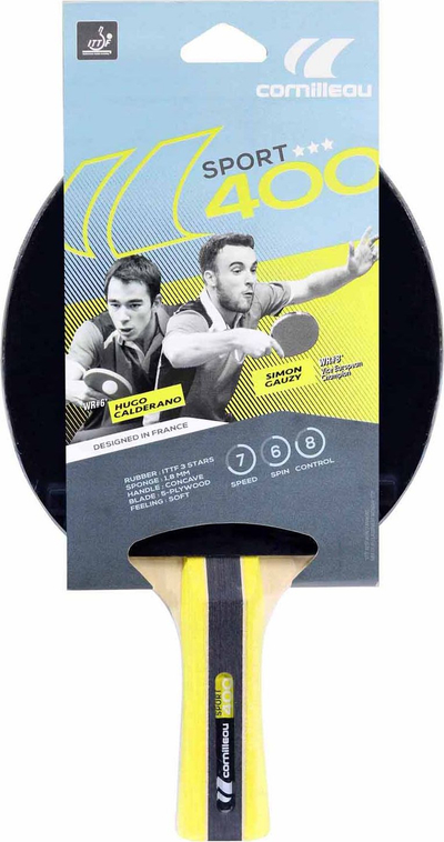 Raketë pingpongu Cornilleau SPORT 400, sfungjer 1.8 mm, dorezë e përthyer (konkave)