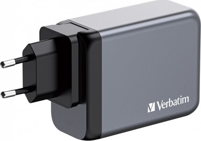 Karikues muri Verbatim GaN 66840, 200W, 3x USB C, USB A, gri
