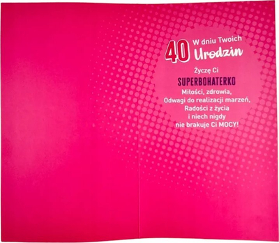 Kartolinë ditëlindjeje Super Woman, 40 vjeçe, me zarf, rozë