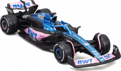 Model makine Bburago F1 BWT Alpine A523, 1:43, me helmetë, blu rozë