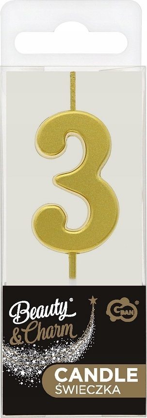 Qiri numri 3 metalik, 9.5cm, ngjyrë ari