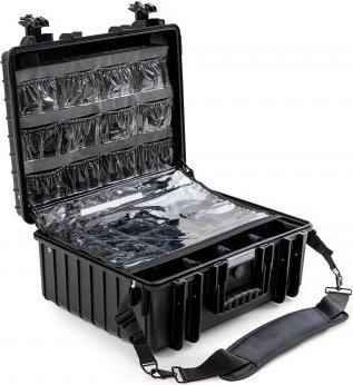 Kuti emergjente B&W Outdoor Case Type 6000, ndarje të rregullueshme, rezistente ndaj ujit, e zezë