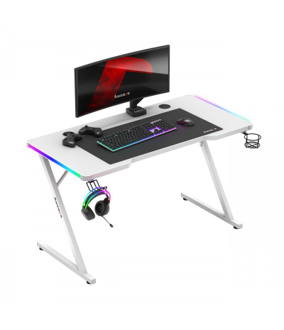 Tavolinë gaming Huzaro Hero 2.5, RGB, e bardhë