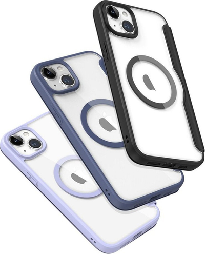 Këllëf telefoni DUXDUCIS Skin X Pro MagSafe për iPhone 15 Plus, lëkurë eko, me kapak, lejla