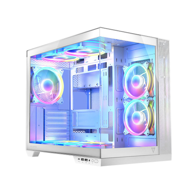 Kasa kompjuteri Modecom Volcano Panorama Apex ARGB 7F, ATX, 7 ventilatorë ARGB, e bardhë
