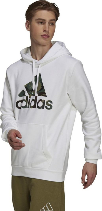 Duks për burra Adidas Essentials Fleece Camo-Print Hoodie, L, i bardhë