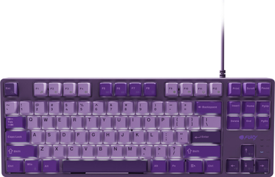 Tastierë mekanike lojrash Fury Kanabo K2 TKL, me drita, me kabllo 160cm, vjollcë