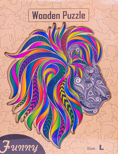 Puzzle druri Norimpex LION, 183 copa, me kuti druri, shumëngjyrësh