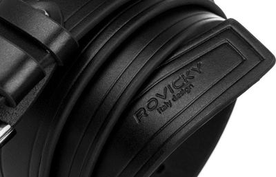 Rrip meshkujsh Rovicky Italy Design, lëkurë natyrale e lëmuar, model i stampuar, i zi