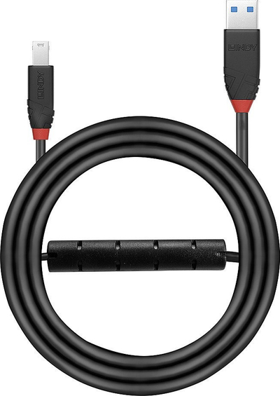 Kabllo USB Lindy 43227, USB-A me USB-B, 10 m, e zezë