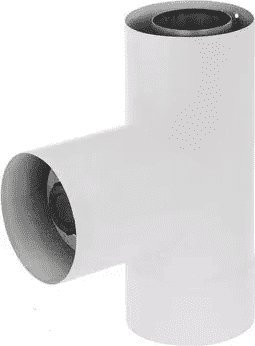 Tee reduktuese oxhaku SpiroFlex RSK SX TDNV80/125TDRB, 80/125 në 60/100, mure dyshe, e bardhë