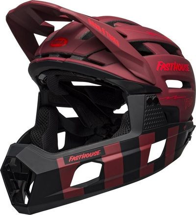 Helmetë çiklizmi Full Face Bell Super Air R Mips Spherical, MTB, e bardhë infrakuqe mat me shkëlqim