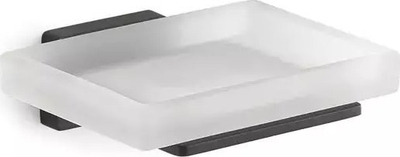 Mbajtëse sapuni për mur Gedy Atena, xham i mjegullt, çelik inox, e zezë matte