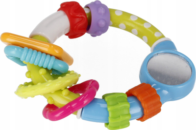 Играчка ѕвонче Bam-Bam Rattle Rattle, со огледало, за новороденчиња 0m+, во повеќе бои