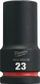 Dorezë goditëse Milwaukee Long Impact, 3/4", 23 mm, e zezë