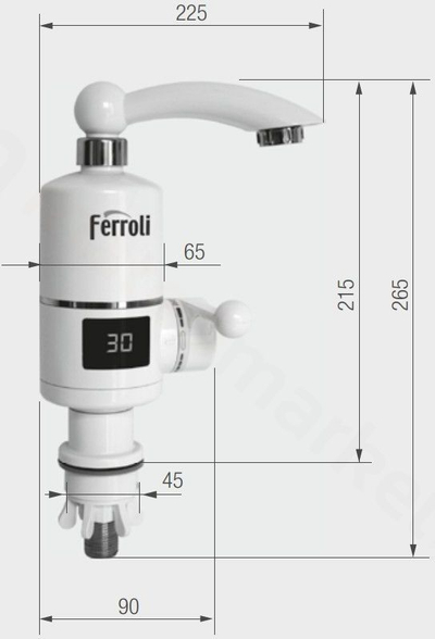Греач за вода Ferroli Electric Tap, 3kW, за чешма, бел