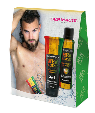 Set për trup Dermacol Men Agent Happy - xhel dushi 250 ml + deodorant 150 ml