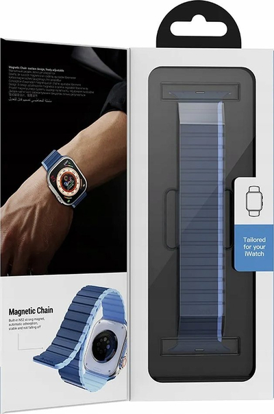 Rrip ore Hoco AS102 për Apple Watch 42 44 45 49 mm, silikon, me magnet, blu