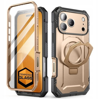 Kapak telefoni Supcase UB Grip Pro Mag MagSafe për iPhone 17 Pro, me mbrojtës ekrani, i artë