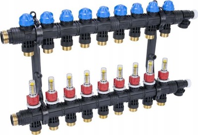 Manifold ngrohjeje Afriso EF1 K 9, 9 qarqe, G1, i zi