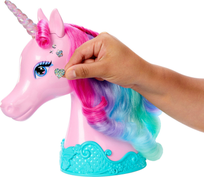 Gocë koke stilimi Barbie Unicorn, me aksesorë flokësh, me ngjitës me shkëlqim, rozë shumëngjyrëshe