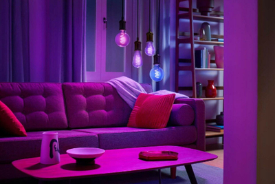 Llampë e zgjuar WiZ Filament G95, LED RGB 6.3W, Wi-Fi E27, transparente
