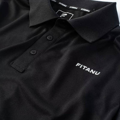 Bluzë polo sportive Fitanu Flin, për burra, poliester, e zezë