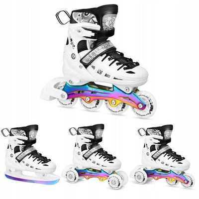 Патини 4 во 1 NILS EXTREME Uisud NH10905, ЛЕД rainbow, големина L 39-42, бели