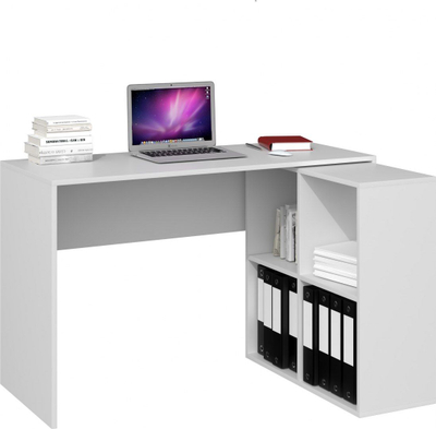 Tavolinë këndore kompjutri Corner Desk Plus Shelf 2x2, me rafte, e bardhë mat