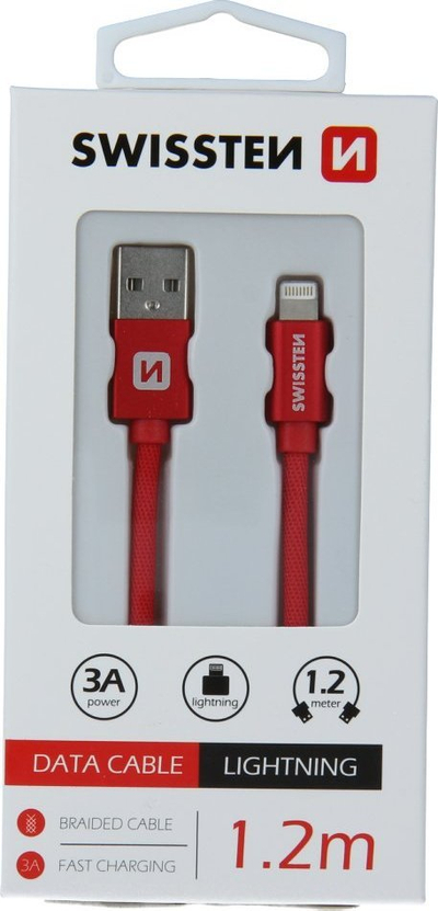 Kabllo USB Swissten USB A në Lightning, 1.2 m, 3A, gri