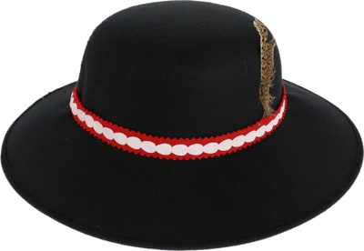 Kapele Highlander tradicionale me pendë, rreth 56 cm, material fetre, e zezë