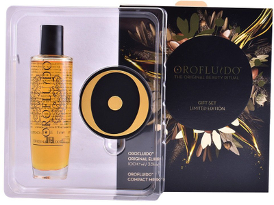Set për flokë Revlon Orofluido, vaj 100ml, pasqyrë kompakte, e zezë