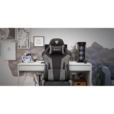 Karrige gaming Genesis Nitro 720, e rehatshme ergonomike, me mbështetëse 3D, e zezë gri