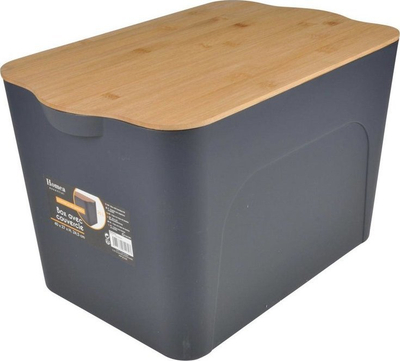 Kuti ruajtjeje Homea Storage Box With Lid, 26L, me kapak bambu, gri antracit
