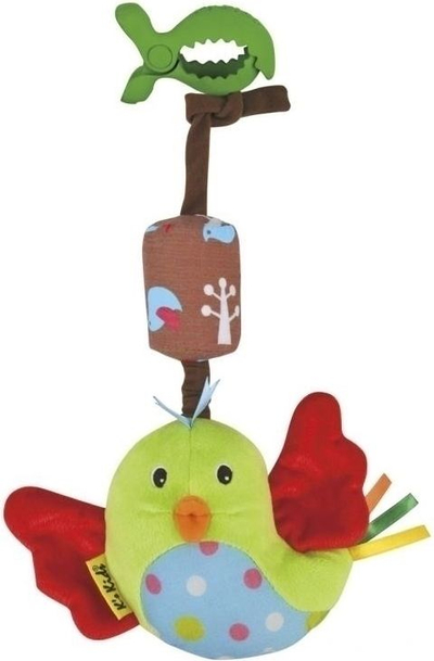 Lodër varëse pelushi KiETLA Happy Birdy, me zile, shumëngjyrëshe