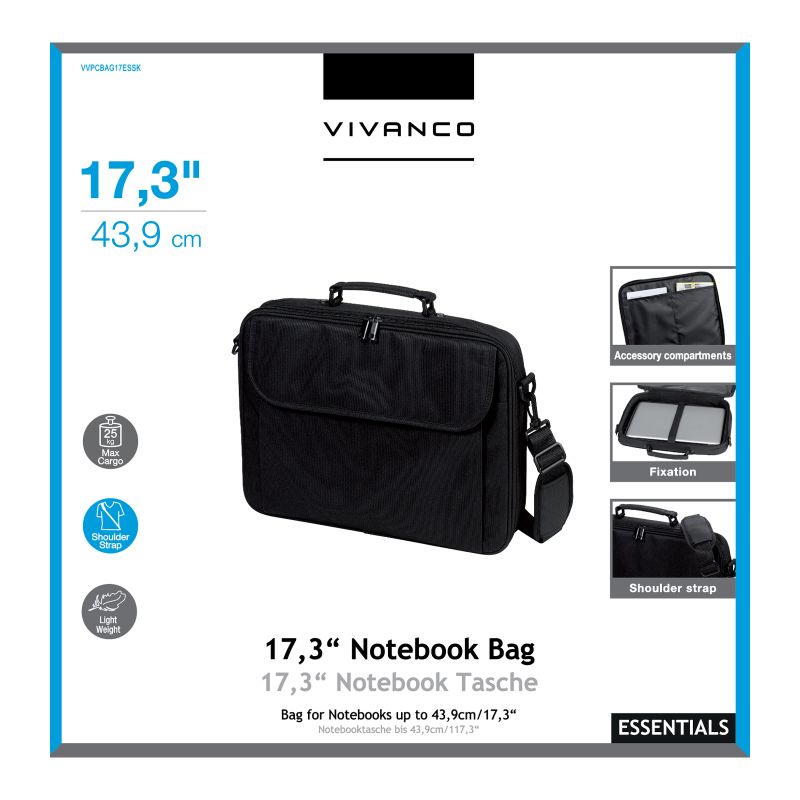 Çantë për laptop Vivanco, 17.3", e zezë