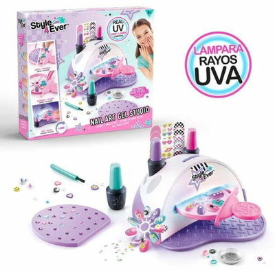 Set kreativ për thonj Style4Ever UV Gel Nail Art Studio, me dritë UV, për kalamaj