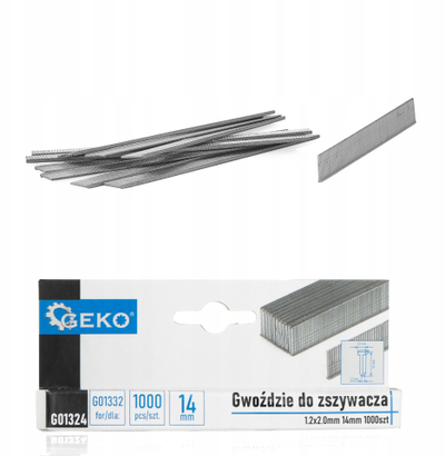 Kapëse Brads Geko G01322, 1.2 x 2.0mm, 14mm, 1000 copë