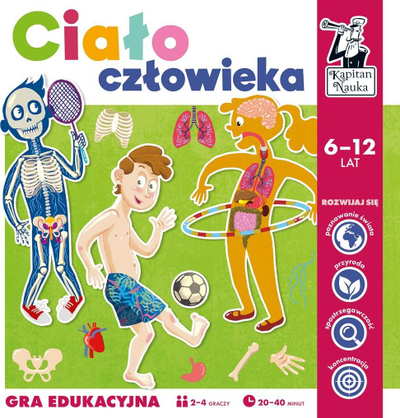 Loja edukative Kapiten Nauka Human Body, trupi i njeriut, 2-4 lojtarë, shumëngjyrëshe