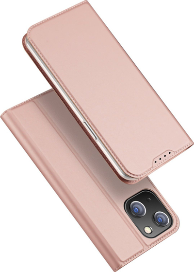 Këllëf telefoni Dux Ducis Luxury, për iPhone 15, tip portofol me xhep kartash, rozë