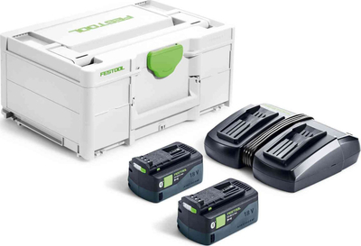 Set energjie Festool SYS 18V TCL 6 DUO, 2x bateri 18V Li ion 5.0Ah, karikues i dyfishtë
