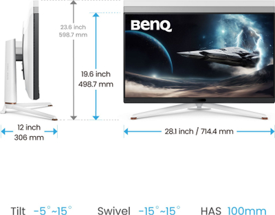 Monitor gaming BenQ MOBIUZ EX321UX, 32", 4K UHD, 144Hz, i bardhë