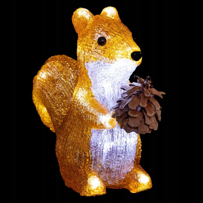 Dекоративна фигура Luminous Outdoor Christmas Squirrel, со LED светла, за внатрешен и надворешен простор, бела