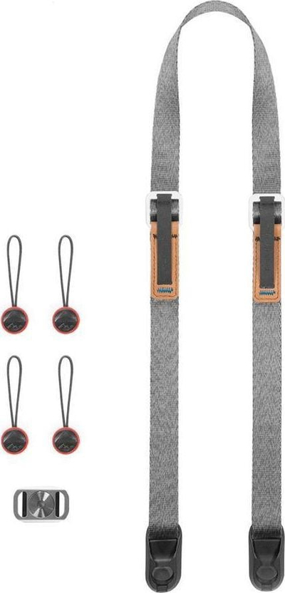 Rrip qafe për aparat Peak Design Leash v3, i rregullueshëm 83–145 cm, gri ash
