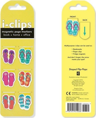 Shenja faqeje magnetike Peter Pauper Flip Flop I-Clips, set 6 copë, shumëngjyrëshe